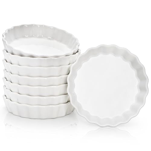 Foraineam Set of 8 Pieces Porcelain Shallow Ramekins, 5 Ounce Creme Brulee Ramekin Dishes Round Baking Ramekins Set