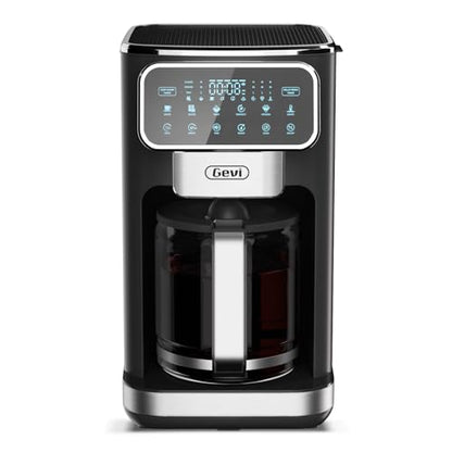 Gevi Touchscreen 12-Cup Coffee Maker, Bold & Iced Brew, Glass Carafe
