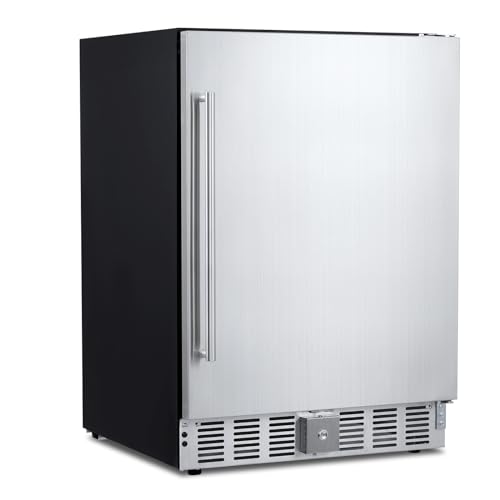 Garvee Beverage Refrigerator 24 in, Weather Proof Stainless Steel Beverage Fridge for Outdoor Kitchen and Patio, Indoor/Outdoor Beverage Cooler for 180 Cans, Built-in/Freestanding