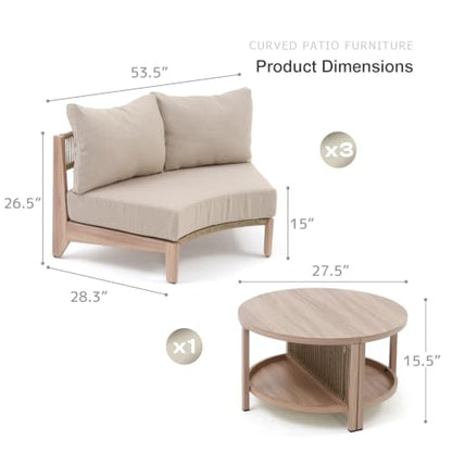 SUNSITT 5-Piece Modular Wicker Outdoor Sectional Sofa Set with Split Table