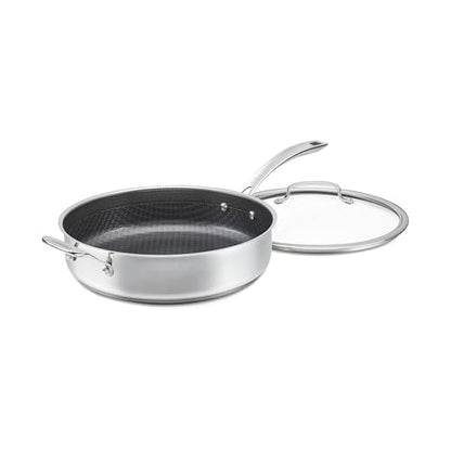 Cuisinart FusionPlus Hybrid Stainless Steel Cookware, 5-Quart Sauté Pan with Cover and Helper, PFAS-Free PURELYSEAR Ceramic Technology, Scratch Proof, Cool Grip Handles, Dishwasher Safe