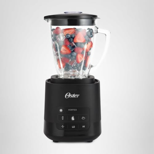 Oster Vortex Glass Blender, Reversible Steel Blades, 800 Watt, Black
