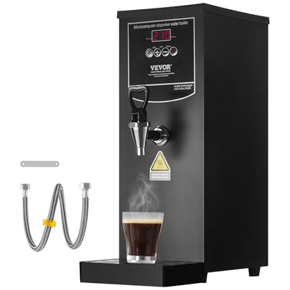 VEVOR Commercial Water Boiler, 10L Electric Hot Water Dispenser with 316 Stainless Steel Heating Tube, 1500W Step-by-step Fast Heating 50L/H Hot Water Boiler, for Coffee Tea Restaurant Office