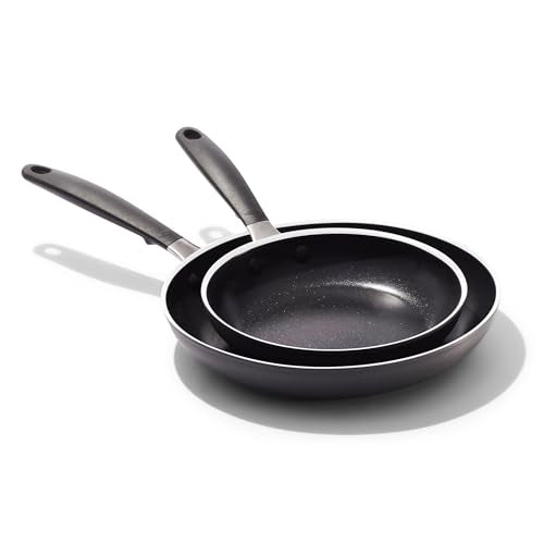 OXO Nonstick 8” and 10” Frying Pan Set, PFAS-Free Ceramic Skillets, Dishwasher & Oven Safe, Stay-Cool Silicone Handle