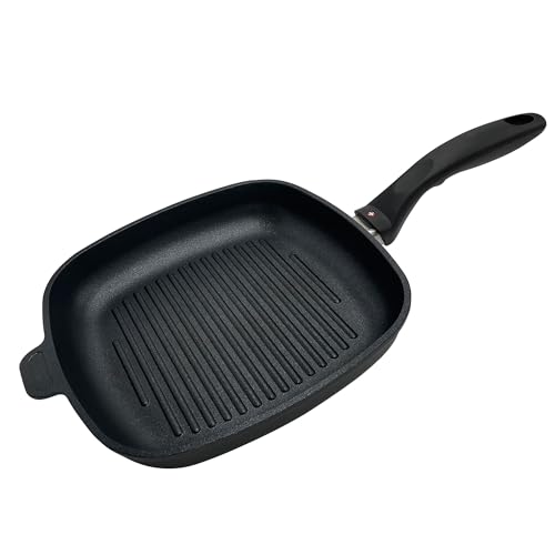 Swiss Diamond Nonstick Square Grill Pan – 9.5” x 9.5” Diamond-Coated, Oven Safe, Made in Switzerland