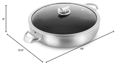 Scanpan CX+ 12.5" Braiser - 5.5-quart - Stratanium Plus Nonstick Chef's Pan - 5-ply Stainless Steel