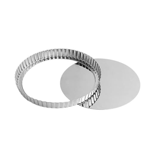 Fox Run Stainless Steel Tart Pan With Removable Bottom, 9" Quiche Baking Pan