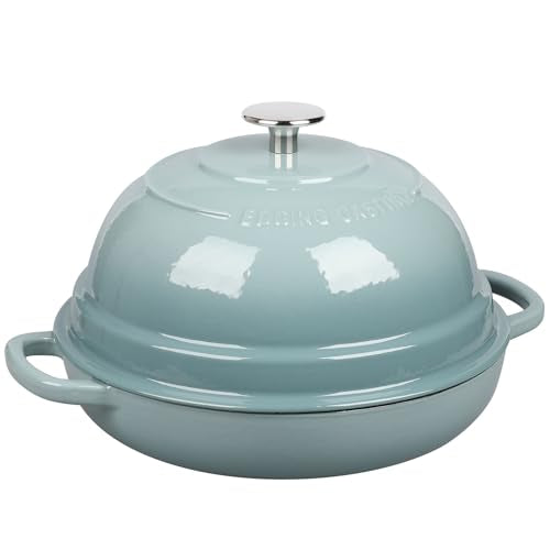EDGING CASTING Enameled Cast Iron Dutch Oven Pot with Lid, Round Bread Oven for Homemade Sourdough Bread Baking, 6 Quart, Seasalt