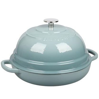 EDGING CASTING Enameled Cast Iron Dutch Oven Pot with Lid, Round Bread Oven for Homemade Sourdough Bread Baking, 6 Quart, Seasalt