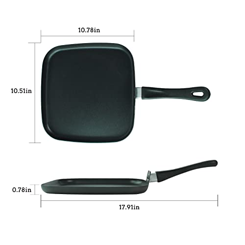 LECOOKING 10 Inch Square Griddle Pan, Nonstick Grill Pan for Cooking Eggs, Omelettes, and More, Griddle Cookware, PFOA Free