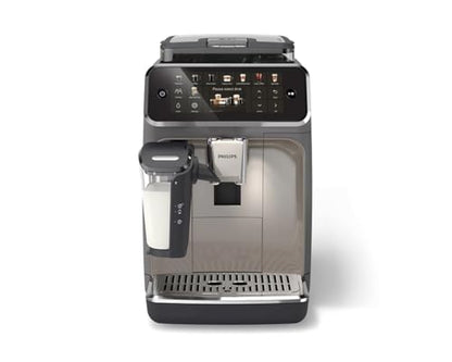PHILIPS 5500 LatteGo Automatic Espresso Machine - 20 Coffee Varieties, Intuitive Touch Display, SilentBrew, 100% Ceramic Grinder, AquaClean Filter, Grey Chromed (EP5544/90) (Renewed)