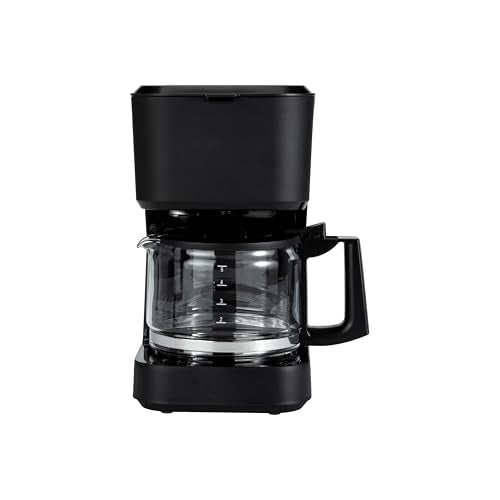 Amazon Basics 5 Cup Drip Coffee Maker with Glass Coffee Pot (0.8 Qt), Auto Shut-off, Auto Pause, Removable Filter Basket, Matte Black