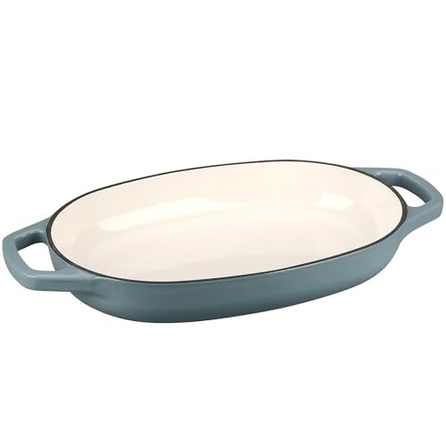 EDGING CASTING Enameled Cast Iron Oval Dutch Oven Pot with Lid, Dutch Oven for Sourdough Bread Baking, Bread Oven, Bread Dutch Oven, Oval Bread Pan, 5qt, Seasalt