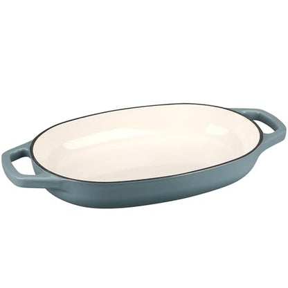 EDGING CASTING Enameled Cast Iron Oval Dutch Oven Pot with Lid, Dutch Oven for Sourdough Bread Baking, Bread Oven, Bread Dutch Oven, Oval Bread Pan, 5qt, Seasalt