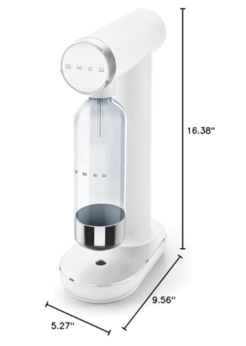 Smeg SKC01WHM Soda Maker, Non-Slip Feet, Space Saving Design, 800ml, Matte White