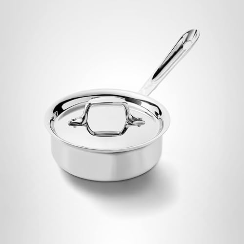 All-Clad D3® Stainless Steel 1 Quart Sauce Pan Covered- Made in the USA- The Original Bonded Professional Cookware- Oven Safe & Induction Compatible