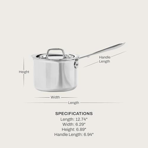 All-Clad D3® Stainless Steel 2 Quart Sauce Pan With Lid- Made in the USA- The Original Bonded Professional Cookware- Oven Safe & Induction Compatible