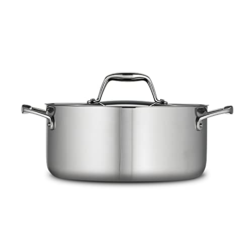 Tramontina Signature Tri-Ply Clad Stainless Steel 5-Quart Dutch Oven Pot with Lid, Induction-Ready, Dishwasher-Safe, NSF-Certified, Made in Brazil