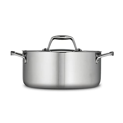 Tramontina Signature Tri-Ply Clad Stainless Steel 5-Quart Dutch Oven Pot with Lid, Induction-Ready, Dishwasher-Safe, NSF-Certified, Made in Brazil