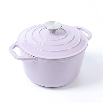 HAWOK 3 qt Enameled Cast Iron Dutch Oven, Dia. 7.87 inch with Lid, Purple