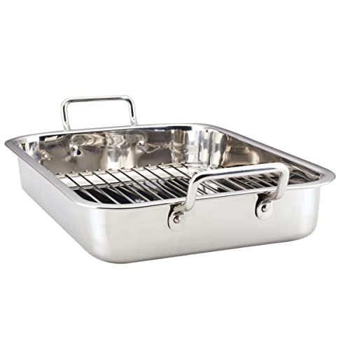 Farberware Classic Series Stainless Steel Roasting Pan with Rack, 17-Inch x 12.25-Inch Turkey Pan