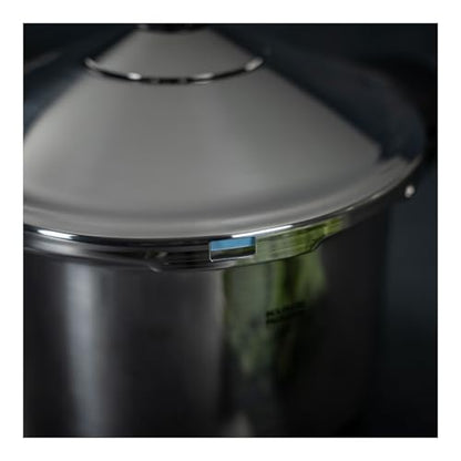 Kuhn Rikon DUROMATIC® 7.0L Stovetop Pressure Cooker – 22cm, Swiss Made – 18/10 Stainless Steel, Energy Efficient, Safe Locking Lid, Works on Induction & All Stovetops, Includes Trivet & Cookbook