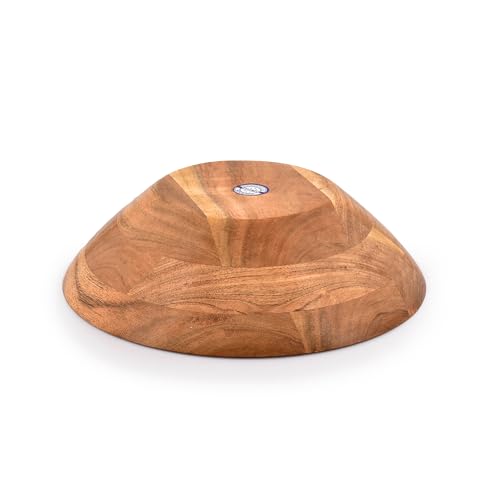 Samhita Acacia Wood Serving Bowl, Fruit Bowl, Friendly and Perfect for Salad, Vegetables and Fruit,Single Salad Bowl (10" x 10" x 3")