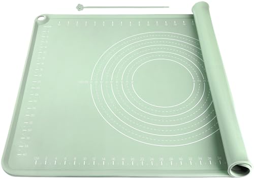 Extra Large Silicone Baking Mat for Countertops, Extra Thick 28" x 20" Non-Slip Pastry Mat with Raised Edges and Measurements, Food-Grade Dough Rolling Sheet for Kneading, Pizza, Bread,Fondant