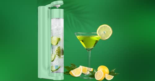 Fizzpod Soda Maker Home Soda Carbonation,Fizzy Bubbly Drink Machine with 3 PET Bottles, 3 Caps, 1 Carbonator Cap and Manual, Coffee, Tea and Cocktail Drinks with Fruit (Ash Green)