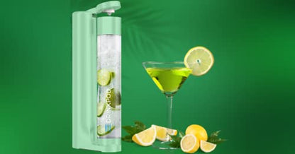 Fizzpod Soda Maker Home Soda Carbonation,Fizzy Bubbly Drink Machine with 3 PET Bottles, 3 Caps, 1 Carbonator Cap and Manual, Coffee, Tea and Cocktail Drinks with Fruit (Ash Green)