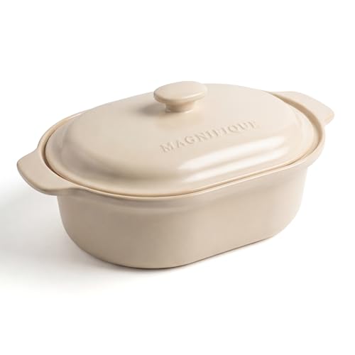 MAGNIFIQUE 6 Quart Programmable Casserole Slow Cooker, 8-in-1 Multi Cooker with Removable Non-Toxic Stoneware Crock, Claypot Slow Cooker, Rice-cooking, Nonstick, Oven Safe Pot to 450°F, Oatmeal