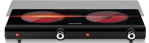 Infrared Double Burner Electric Cooktop - 1800W Portable Stove, Heat-up In Seconds, Countertop Cooktop for Dorm, Compatible with All Cookware