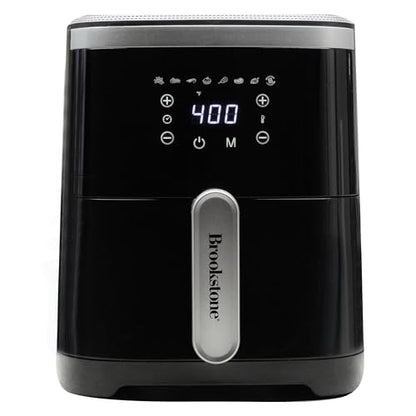 Brookstone Air Fryer – 4.5 Qt, 1300W Large Capacity Fryer with LED Display, 8 Presets, Adjustable Temp, Oil-Free Kitchen Appliance for Baking, Roasting, Frying, Healthy Crispy Meals, Black