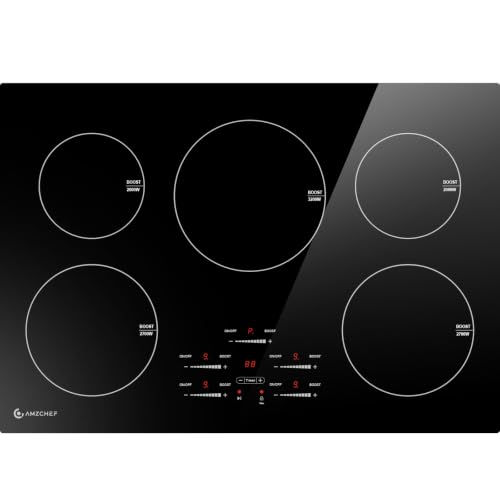 AMZCHEF 30" Built-in Induction Cooktop, 9 Levels, 240V, No Plug, 10600W