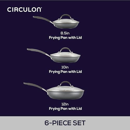 Circulon A1 Series with ScratchDefense Nonstick Induction Frying Pan Set, 6-Piece Cooking Pans Set, Induction Cookware, Graphite