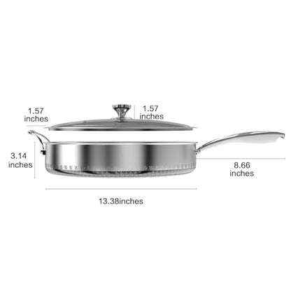 CATHYLIN 316L Stainless Steel 8QT Frying Pan Hexagon Nonstick Wok with Lid,Single Handle to Hold, PFOA Free, Dishwasher Oven Safe (8QT/Single Handle)