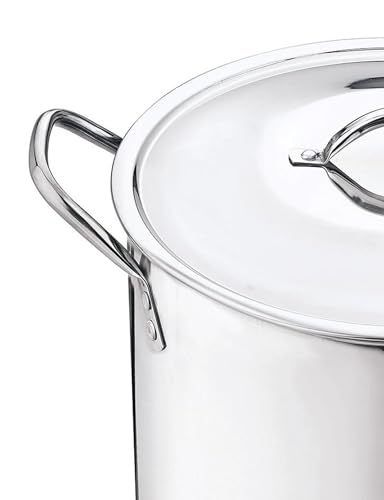 8-Qt Stainless Steel Stock Pot with Metal Lid - Ultra Durable, Fast Heating, Stay-Cool Handles, Airtight Fit for Home Kitchen, Simmering & Boiling