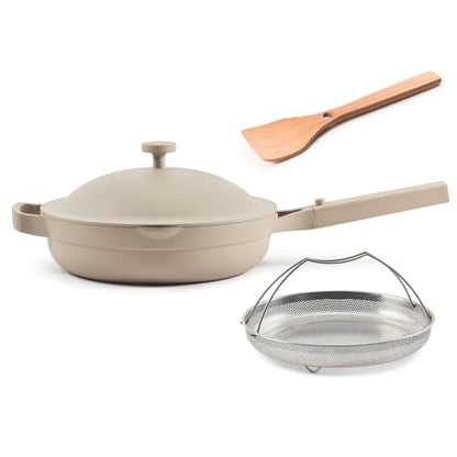 Our Place Always Pan 2.0 | 10.5" Ceramic Pan with Modular Lid, Steamer Basket & Spatula | Patented 10-in-1 Nonstick, Non-Toxic Cookware Made Without PFAS | Induction & Oven-Safe up to 450°F | Steam