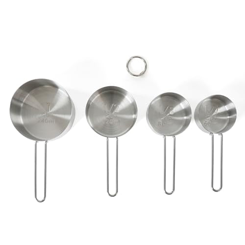 Martha Stewart Richburn 4-Piece Stainless Steel Measuring Cups Set – Durable and Accurate Kitchen Measuring Tools for Baking and Cooking