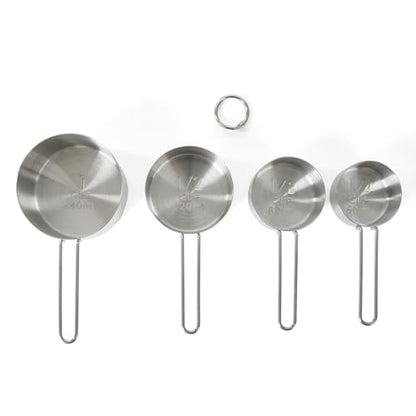 Martha Stewart Richburn 4-Piece Stainless Steel Measuring Cups Set – Durable and Accurate Kitchen Measuring Tools for Baking and Cooking