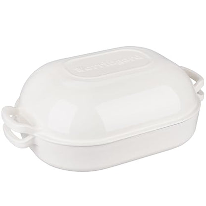 VORRINGARD Large Cast Iron Dutch Oven Dome Pot with Lid, Enameled Bread Oven, Bread Pan for Homemade Sourdough Bread Baking, 9QT, White