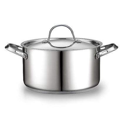 Cooks Standard 18/10 Stainless Steel Stockpot 6-Quart, Classic Deep Cooking Pot Canning Cookware Dutch Oven Casserole with Stainless Steel Lid, Silver