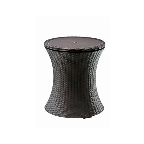 Keter Pacific Cool Bar Outdoor Patio Furniture and Hot Tub Side Table with 7.5 Gallon Beer and Wine Cooler, Espresso Brown