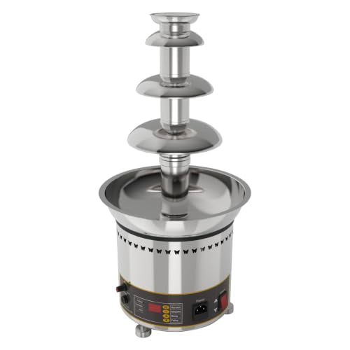 PreAsion Chocolate Fountain 110V Electric 4-Tiers Digital Chocolate Fountain Melting Machine Heating Fondue Fountain,3kg of chocolate