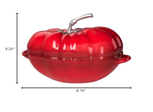 Staub Cast Iron Tomato Cocotte, Dutch Oven, 3-quart, Made in France, Cherry
