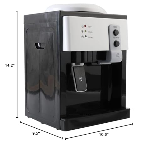 EWANYO Top Loading Water Cooler Water Dispenser Countertop Water Cooler Dispenser- Hot Cold and Room Temperature Water, Holds 1.2 to 5 Gallon Bottles for Home/Office/Dormitory Use