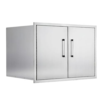 ZHAIUPON Stainless Steel Outdoor Kitchen Cabinet, Double Door Dry Storage Pantry for BBQ Island, Patio Grill Station, 30" W x 21" H x 21" D