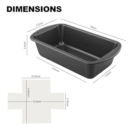 Loaf Pan with Liners Set, 2-Pack Nonstick 10 x 5 Inch Bread Pan and 50 Loaf Liners for Homemade Oven Baking - Rectangular Baking Tray for Kitchen Home Baker Make Sourdough Banana Sandwich Bread