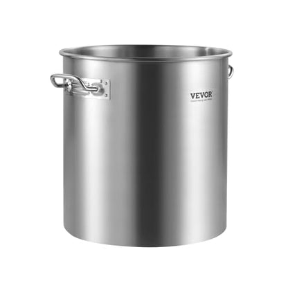 VEVOR Stainless Steel Stockpot, 24 Quart Cooking Pots, Cookware Sauce Pot with Lid, and Handle, Heavy Duty Commercial Grade Stock Pot, Sanding Treatment, for Steaming Boiling or Frying Silver