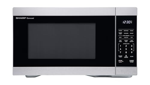 SHARP Countertop Microwave Oven with Removable 12.4" Carousel Turntable, 1000 Watt, 1.1 Cubic Feet, Stainless Steel